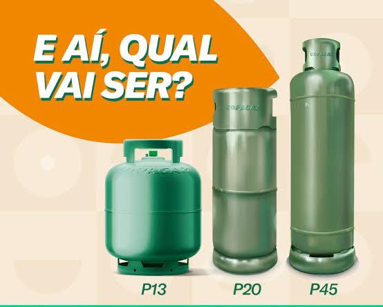 Comparativo entre botijões P13, P20 e P45