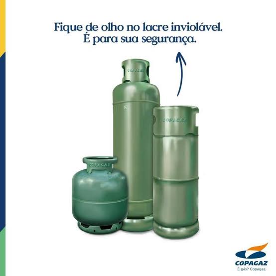Botijões com orientação sobre lacre inviolável