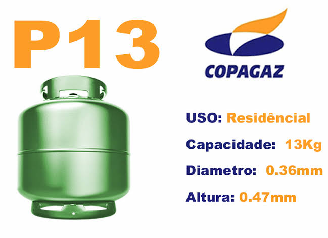 Botijão P13 para uso residencial